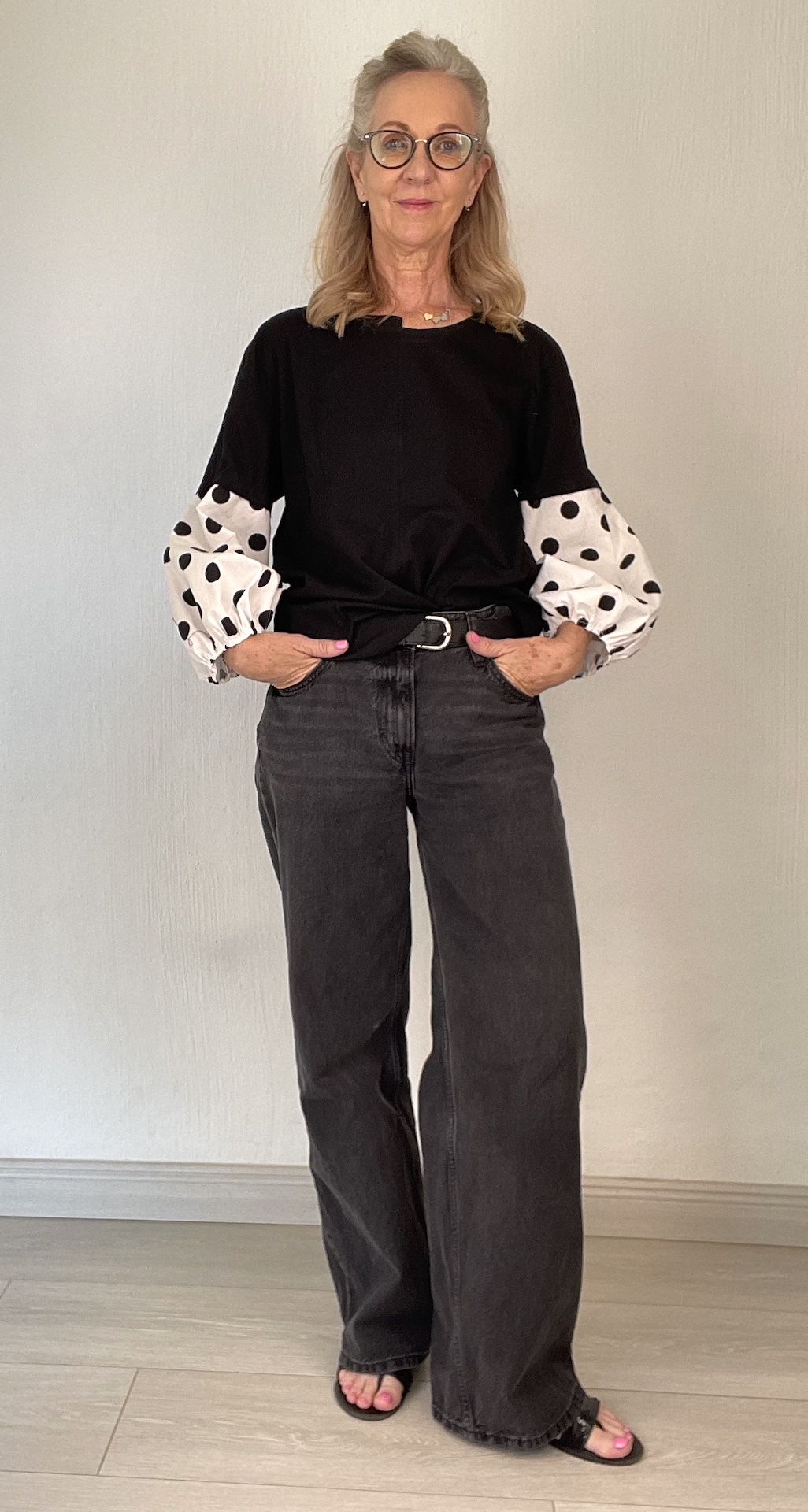 Black T – style 4 with white and black polka dots